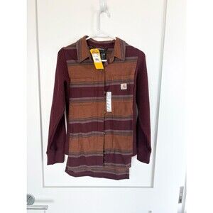 NWT Carhartt Rugged Flex Plaid Flannel Shirt Loose Fit Thermal Sleeve - S